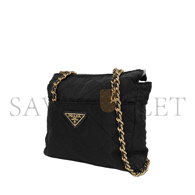 PRADA BLACK NYLON CHAIN CROSSBODY BAG 1BD647 (20.5*19.5*6cm) 